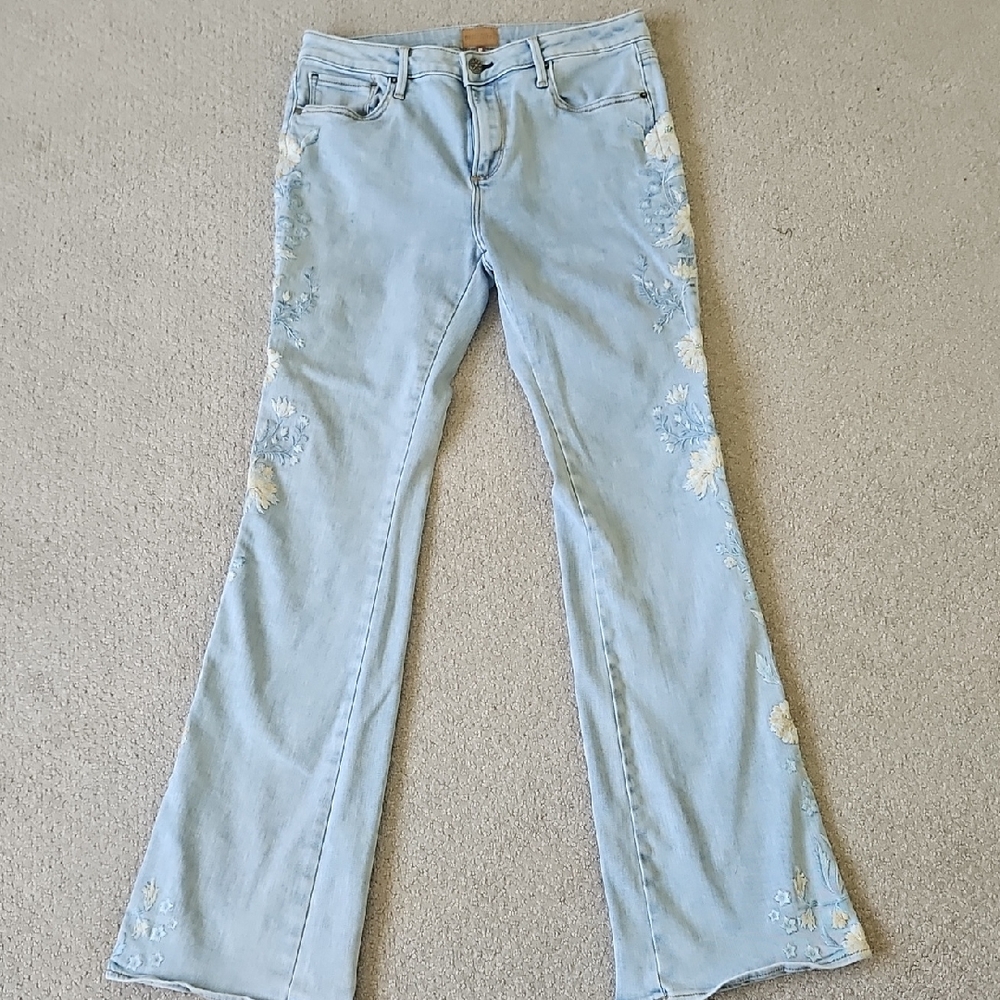 DRIFTWOOD Light Blue Embroidered Flare Jeans